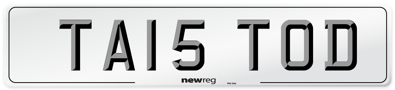 TA15 TOD Number Plate from New Reg
